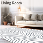 Modern Silver Grey Wavy Stripes Rug