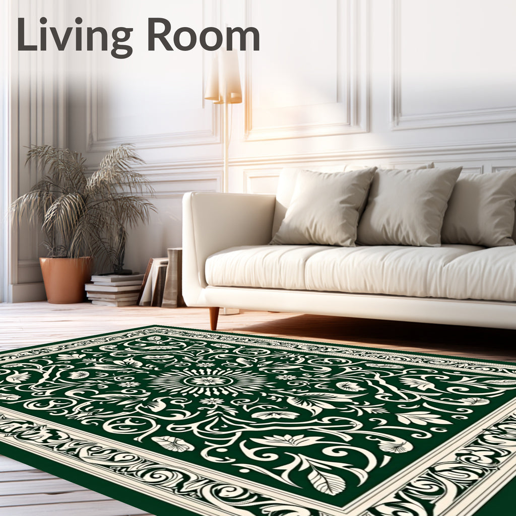 Elaborate Floral Crest Pattern Rug
