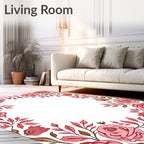Elegant Pink Rose Vine Border Design Rug