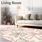 Art Nouveau Botanical Pink Floral Design Rug