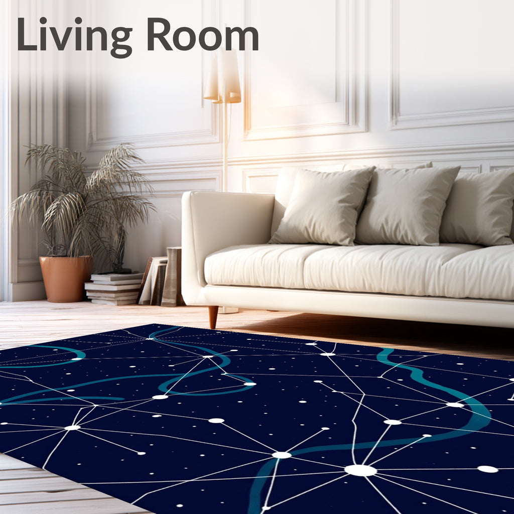 Abstract Star Map Pattern Rug