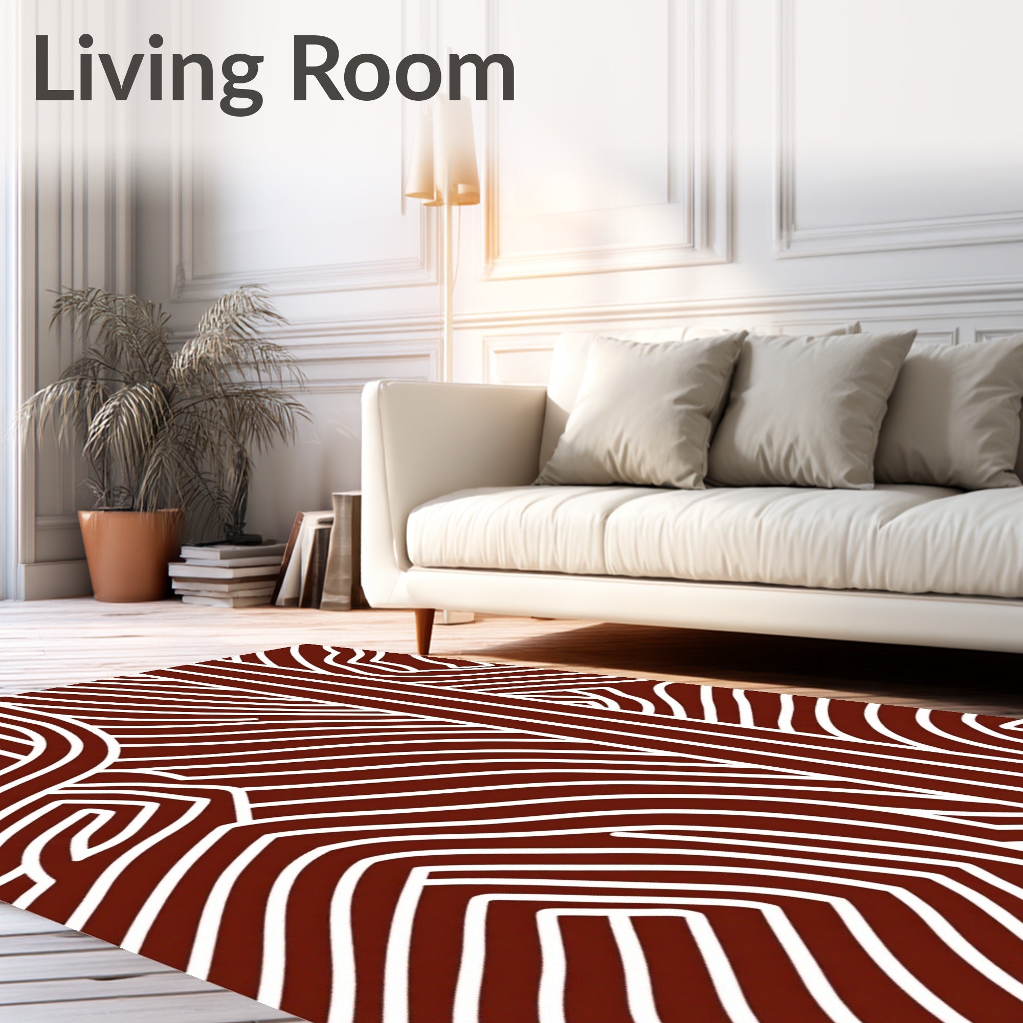 Abstract Curved Labyrinth Design Rug