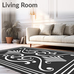 Classic Scrollwork and Fan Motif Rug