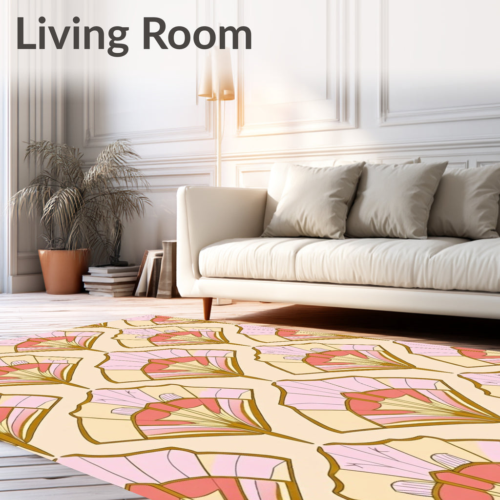 Art Deco Fan Pattern Pastel Rug