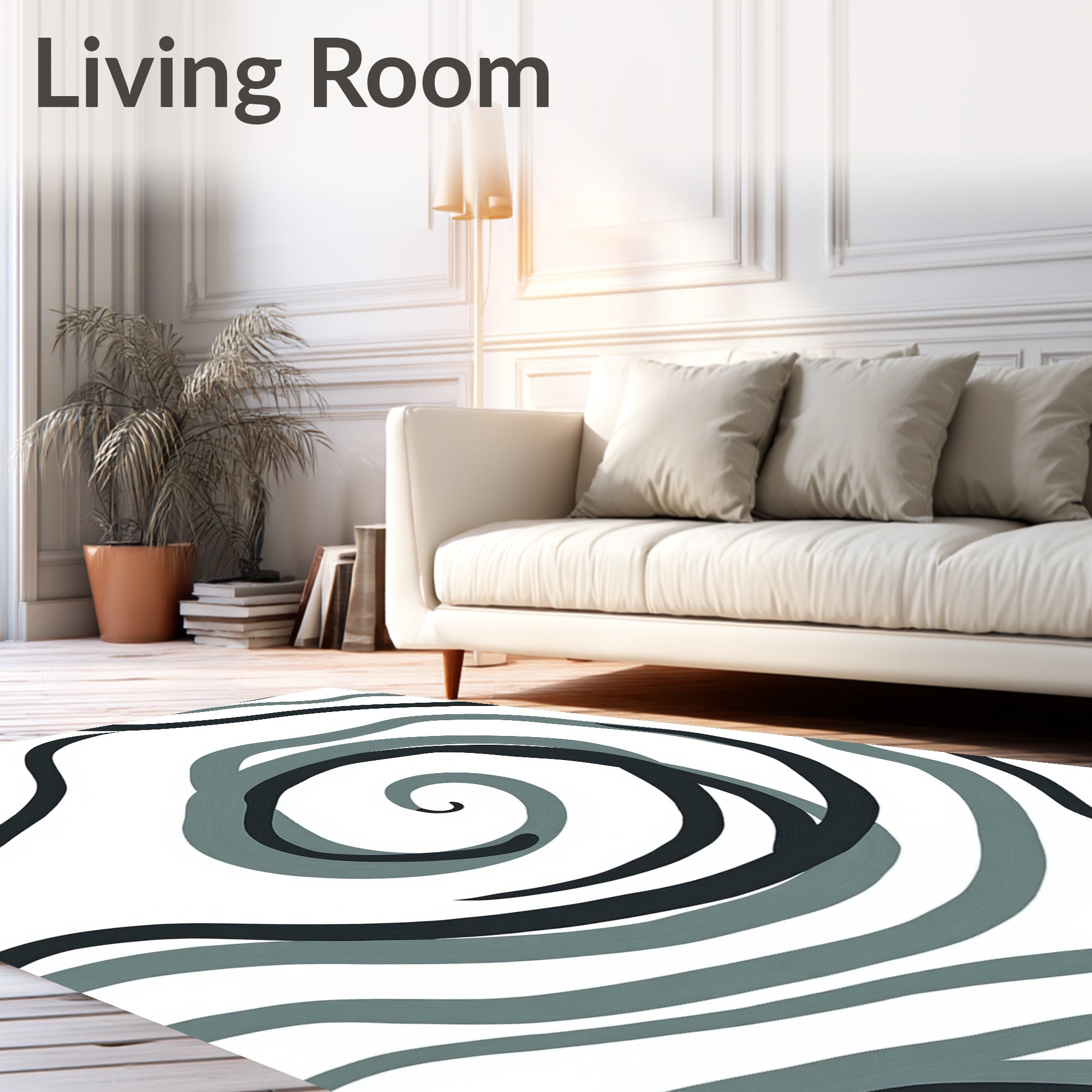 Swirling Dark Teal Abstract Strokes Rug