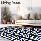 Modern Geometric Cream Columns Rug