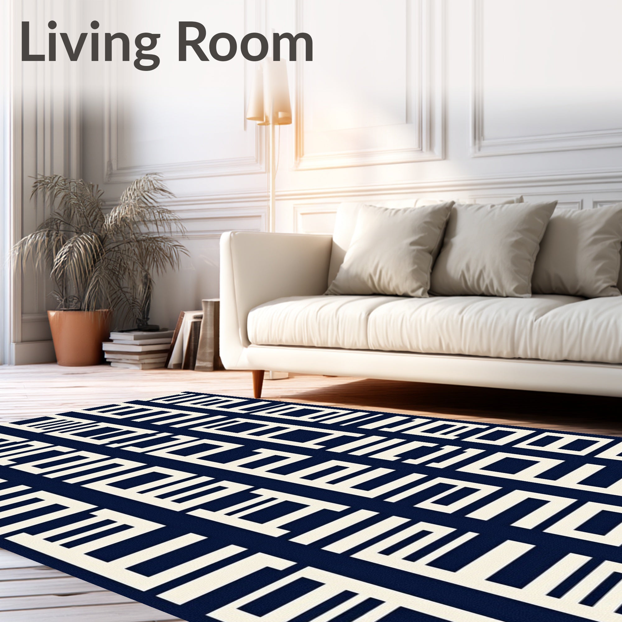 Modern Geometric Cream Columns Rug