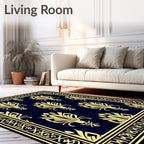 Classic Floral Motif With Geometric Borders Rug