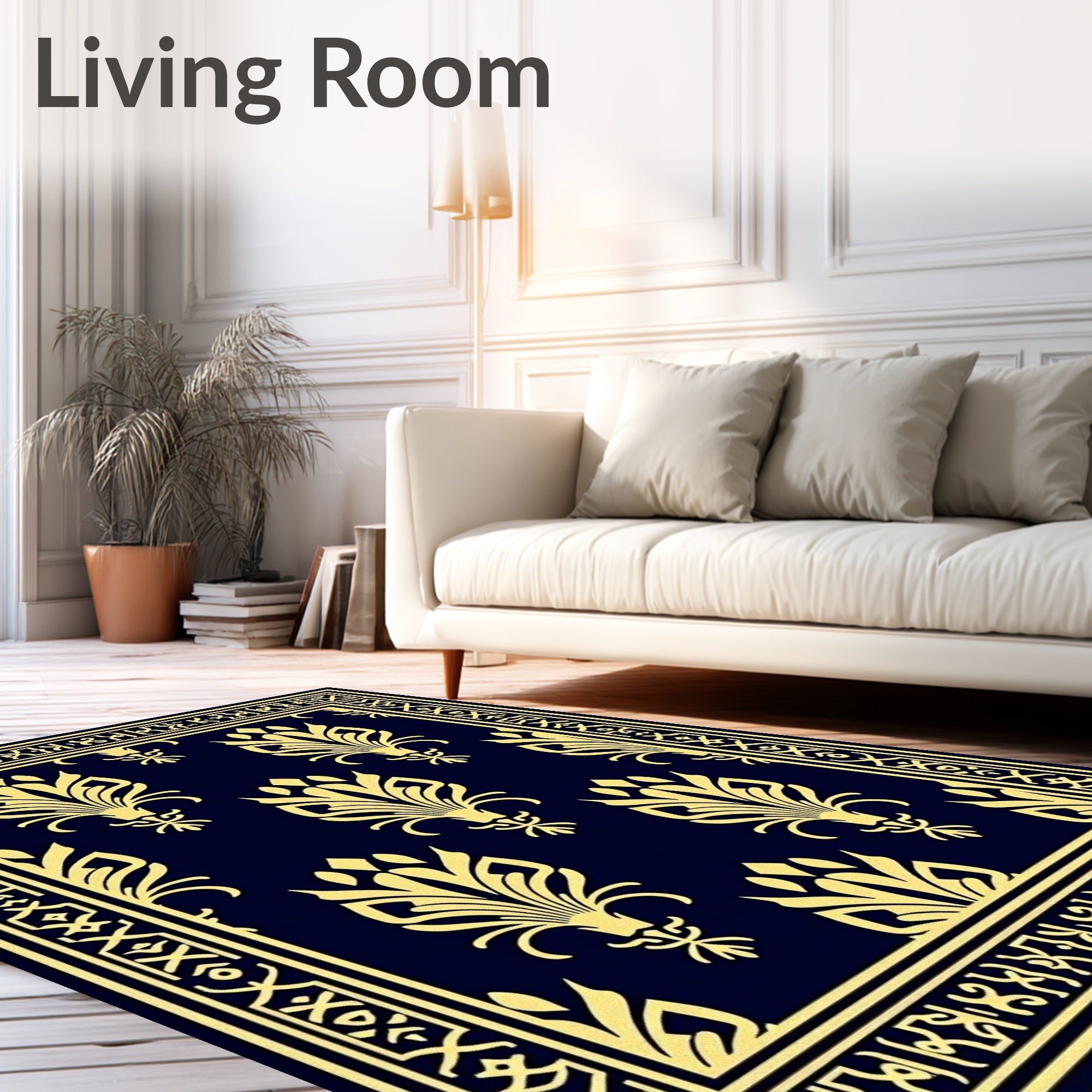 Classic Floral Motif With Geometric Borders Rug