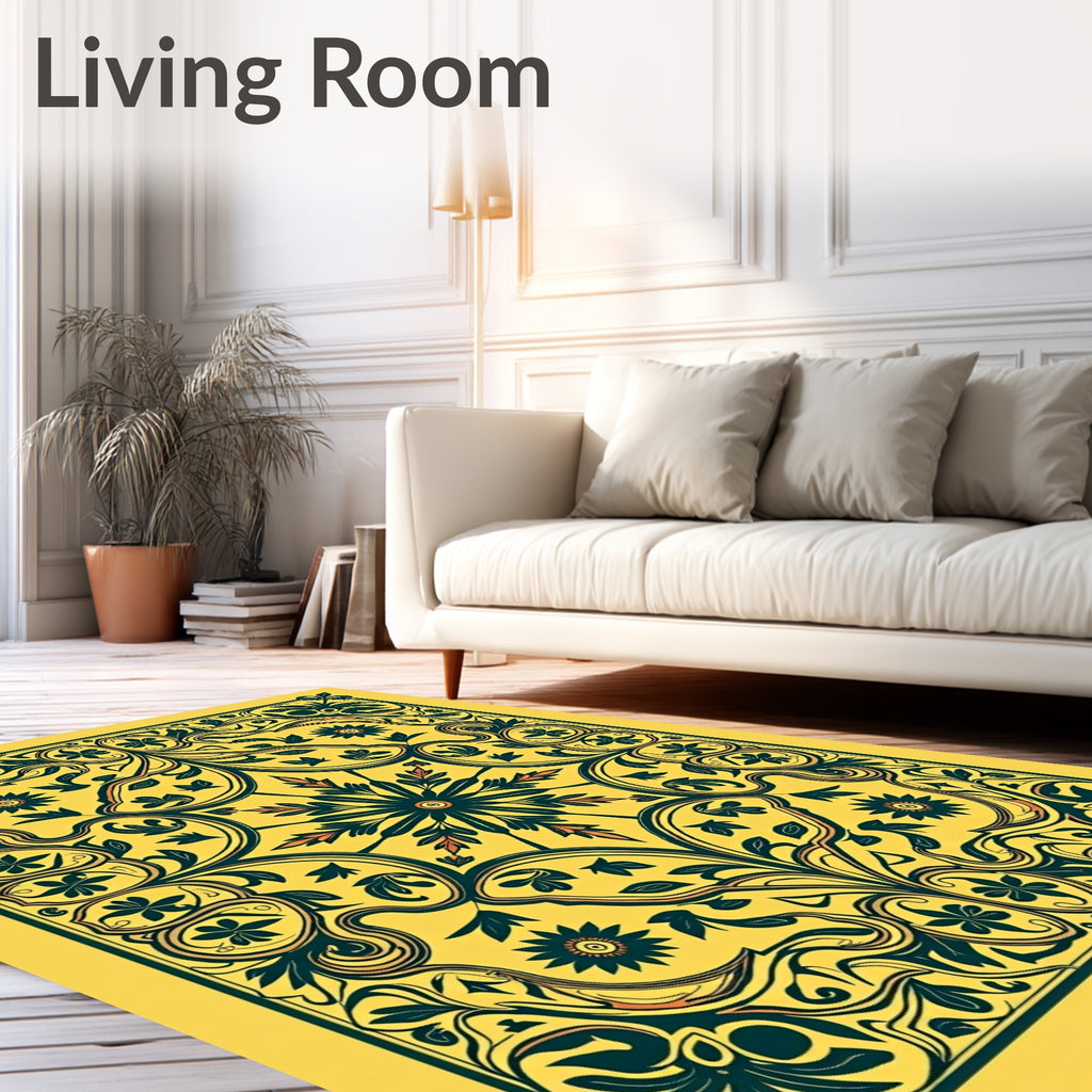 Ornate Floral Crest Pattern Rug