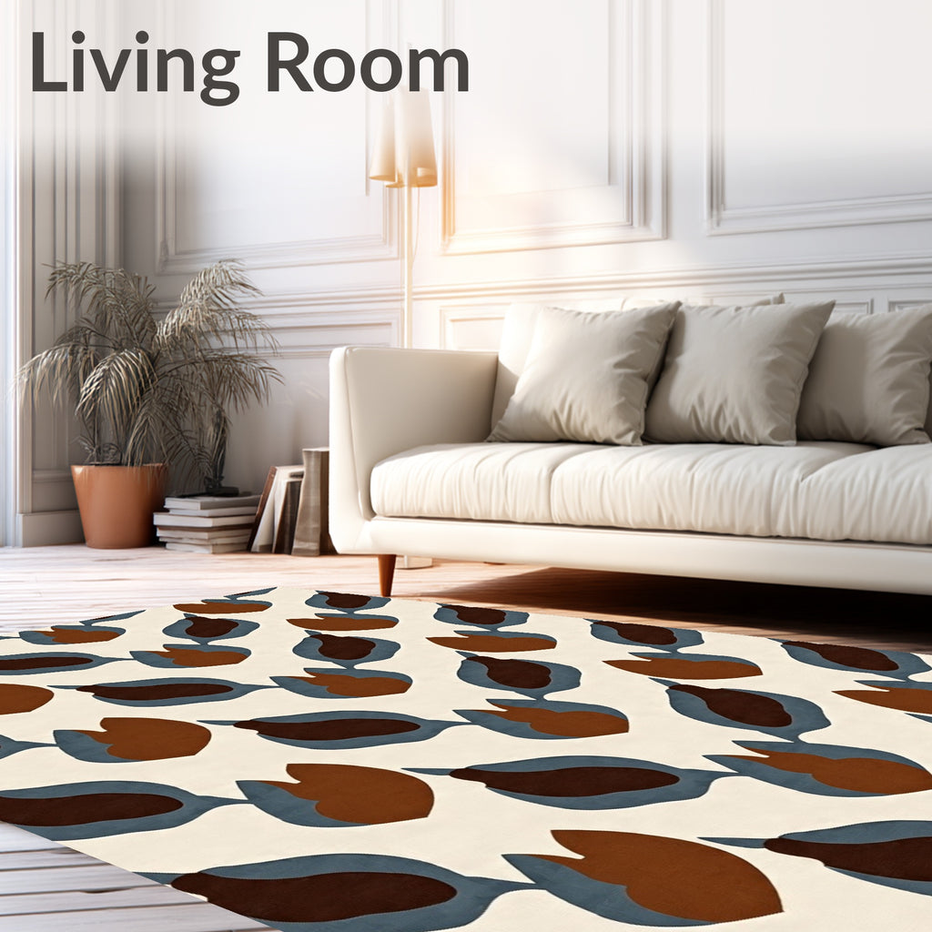 Retro Abstract Floral Pattern Rug