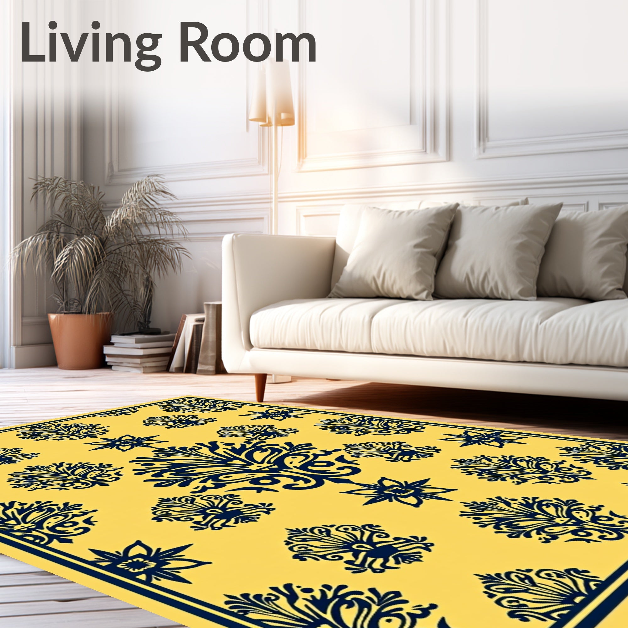 Classic Damask Floral Pattern Design Rug