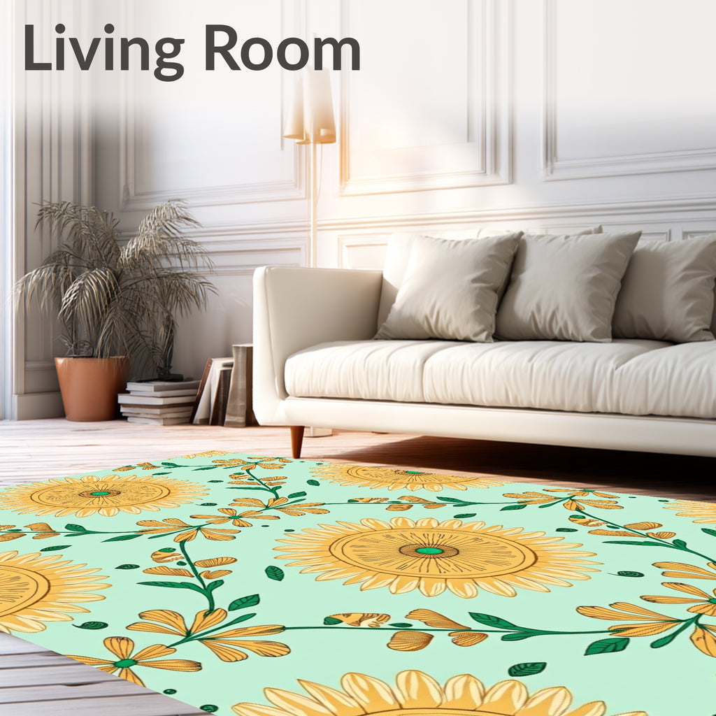 Golden Floral Vine Pattern Rug