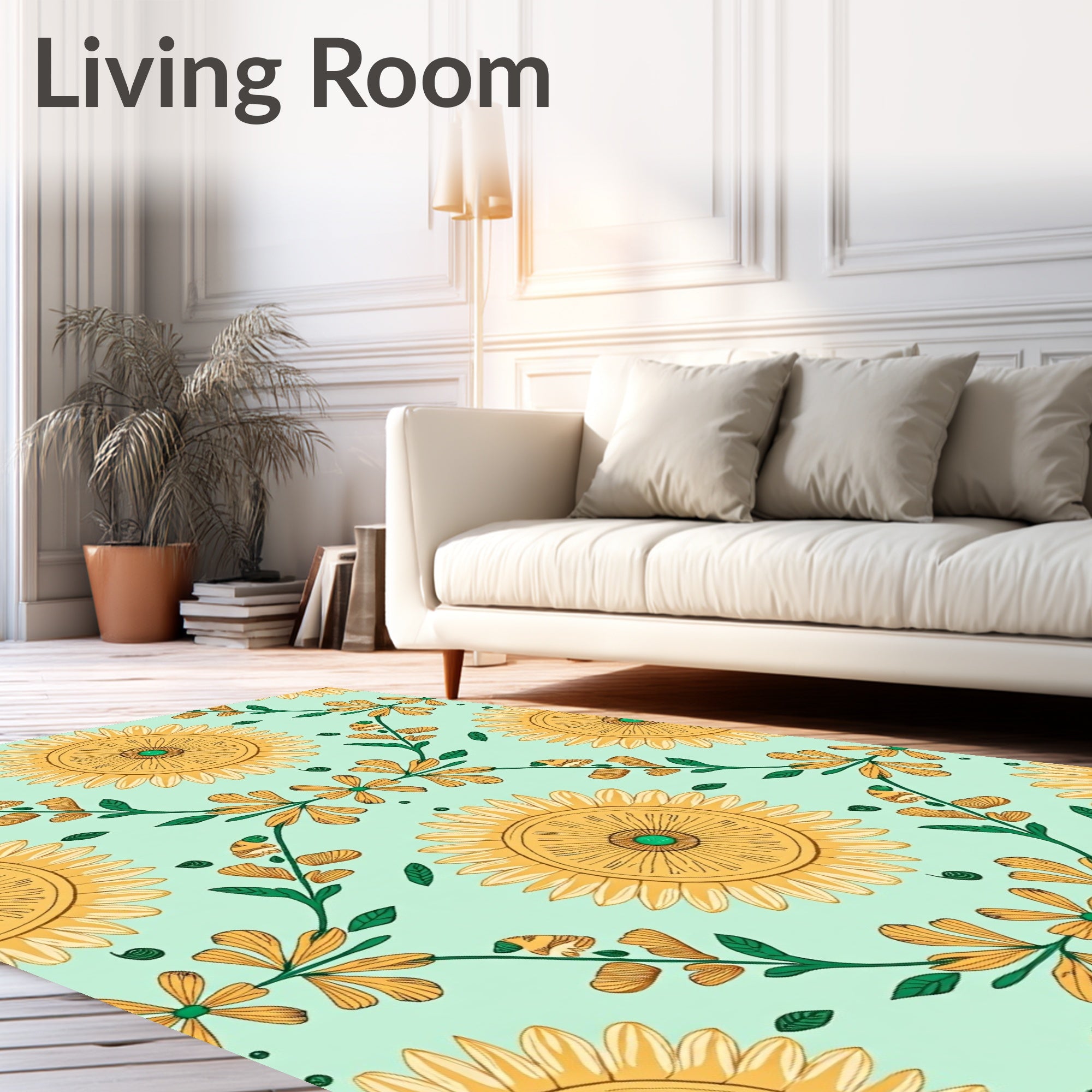 Golden Floral Vine Pattern Rug