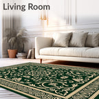 Dark Green Floral Classic Scroll Rug