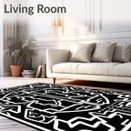 Black And White Abstract Geometric Art Rug