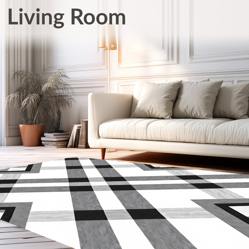 Monochromatic Diagonal Interlocking Lines Rug