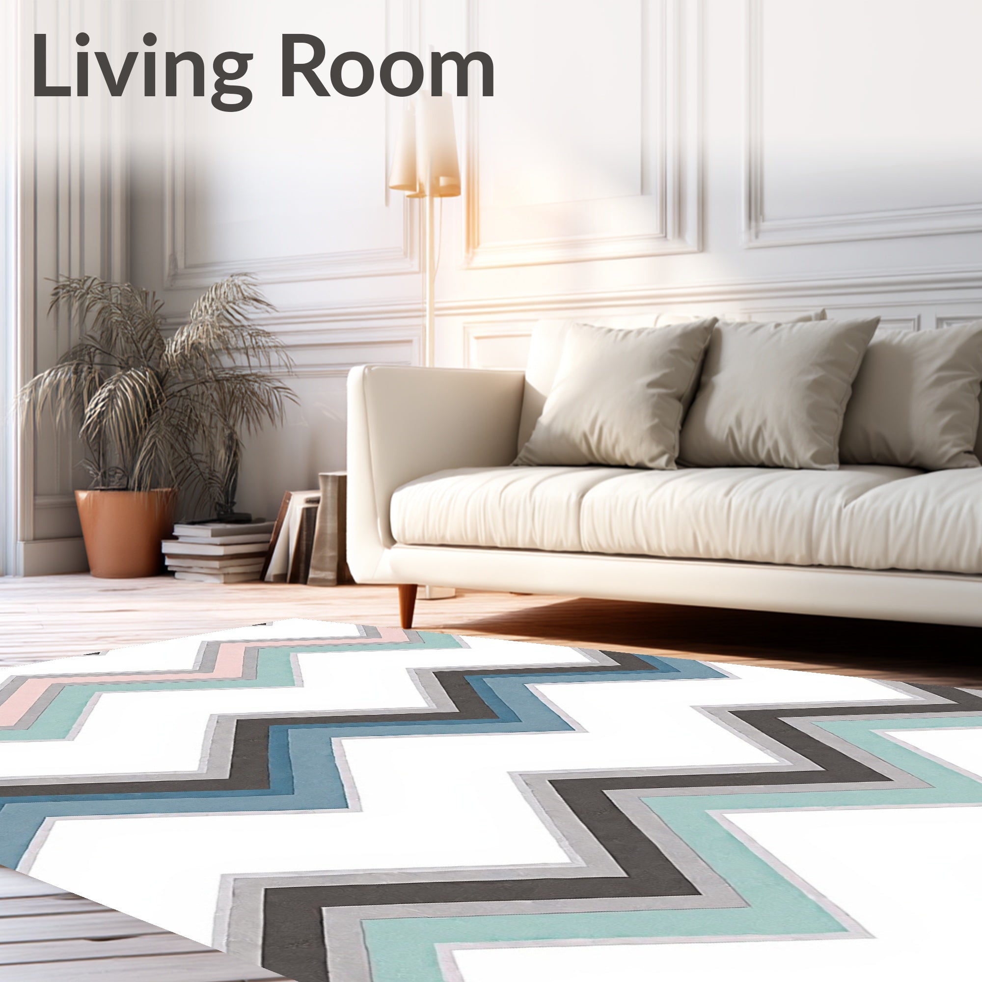 Pastel Chevron Zigzag Pattern Design Rug