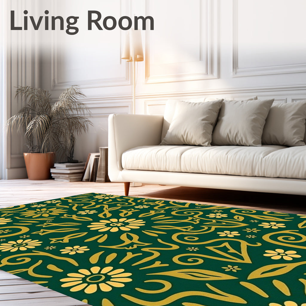 Whimsical Floral Swirls Pattern Rug