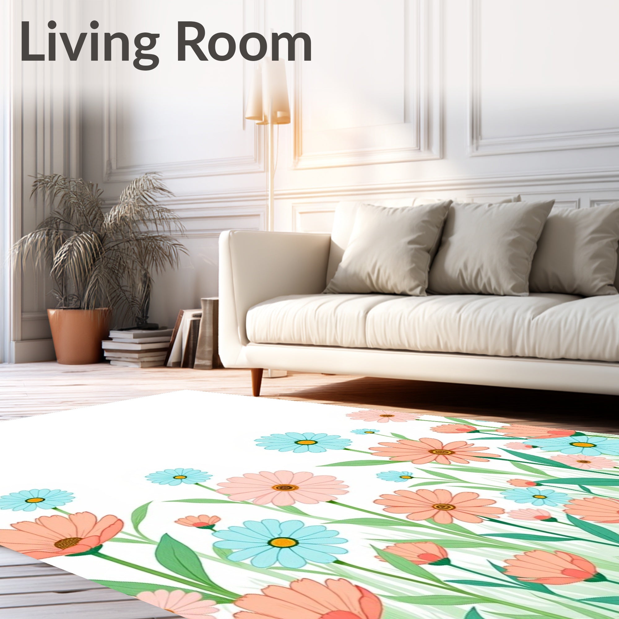 Spring Meadow Floral Pattern Rug