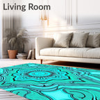 Mandala Style Swirling Aqua Pattern Rug