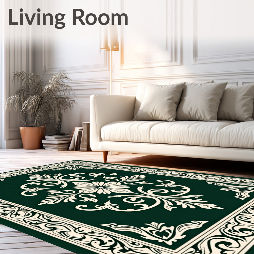 Elegant Floral Scrollwork Intricate Design Rug