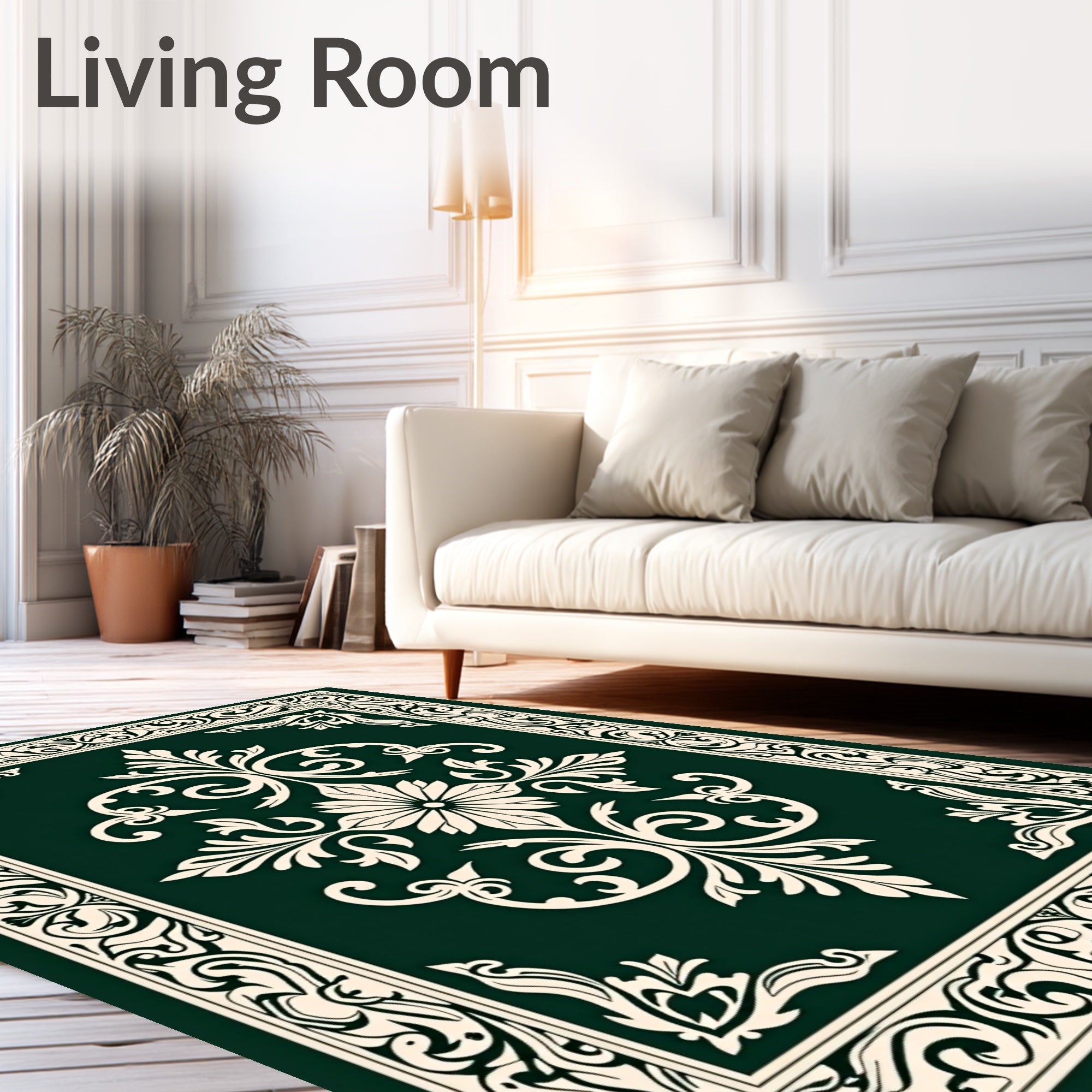 Elegant Floral Scrollwork Intricate Design Rug