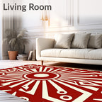 Radiant Red Cream Geometric Sunburst Rug