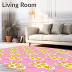 Pink Gold Floral Lattice Design Rug