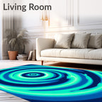 Deep Aqua Spiral Swirl Pattern Rug