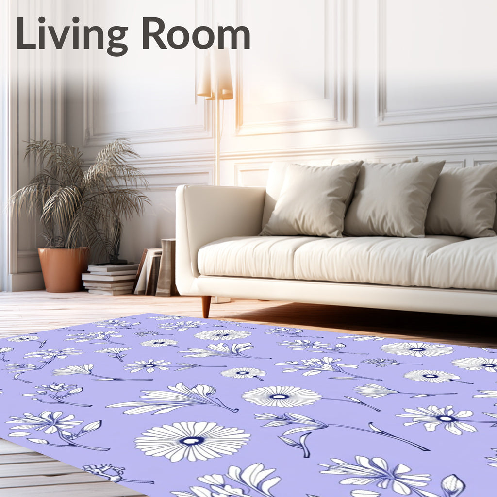 Delicate Floral Outline Pattern Rug