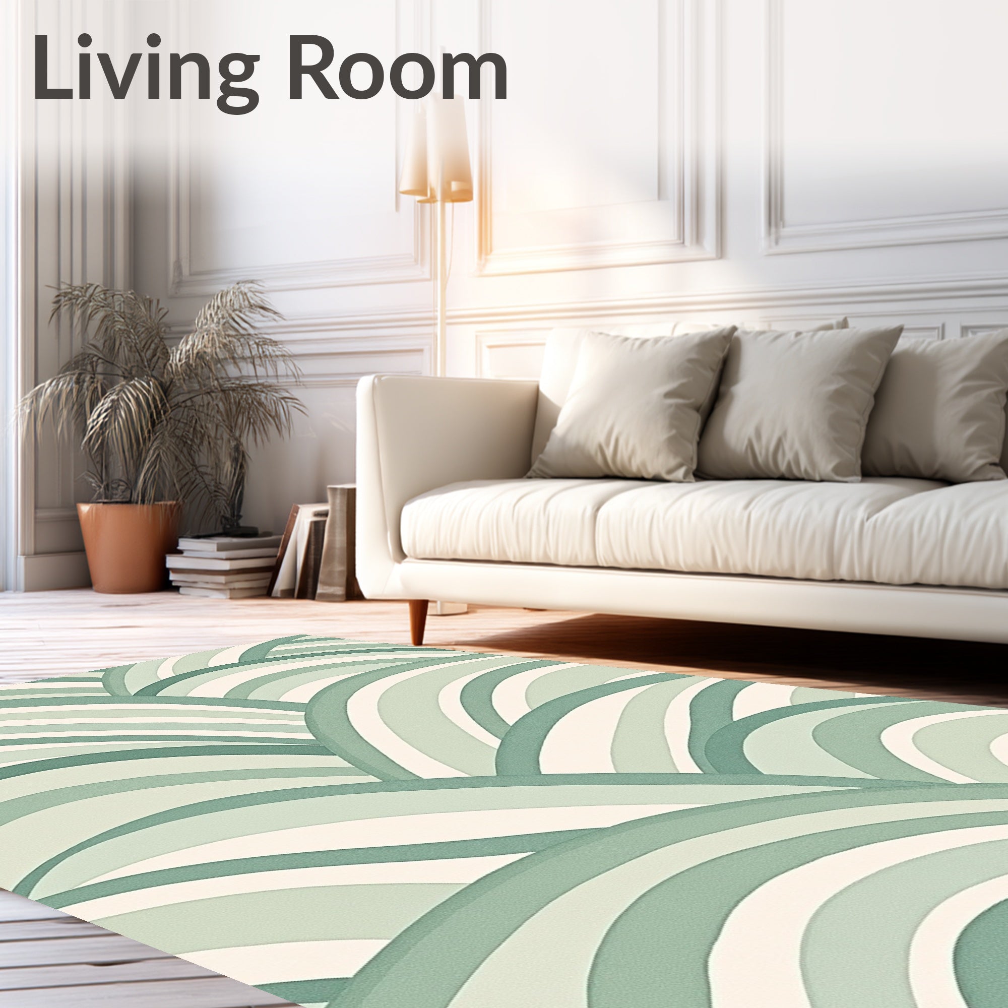 Green Wavy Arc Pattern Rug