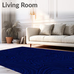 Deep Blue Abstract Swirl Pattern Rug