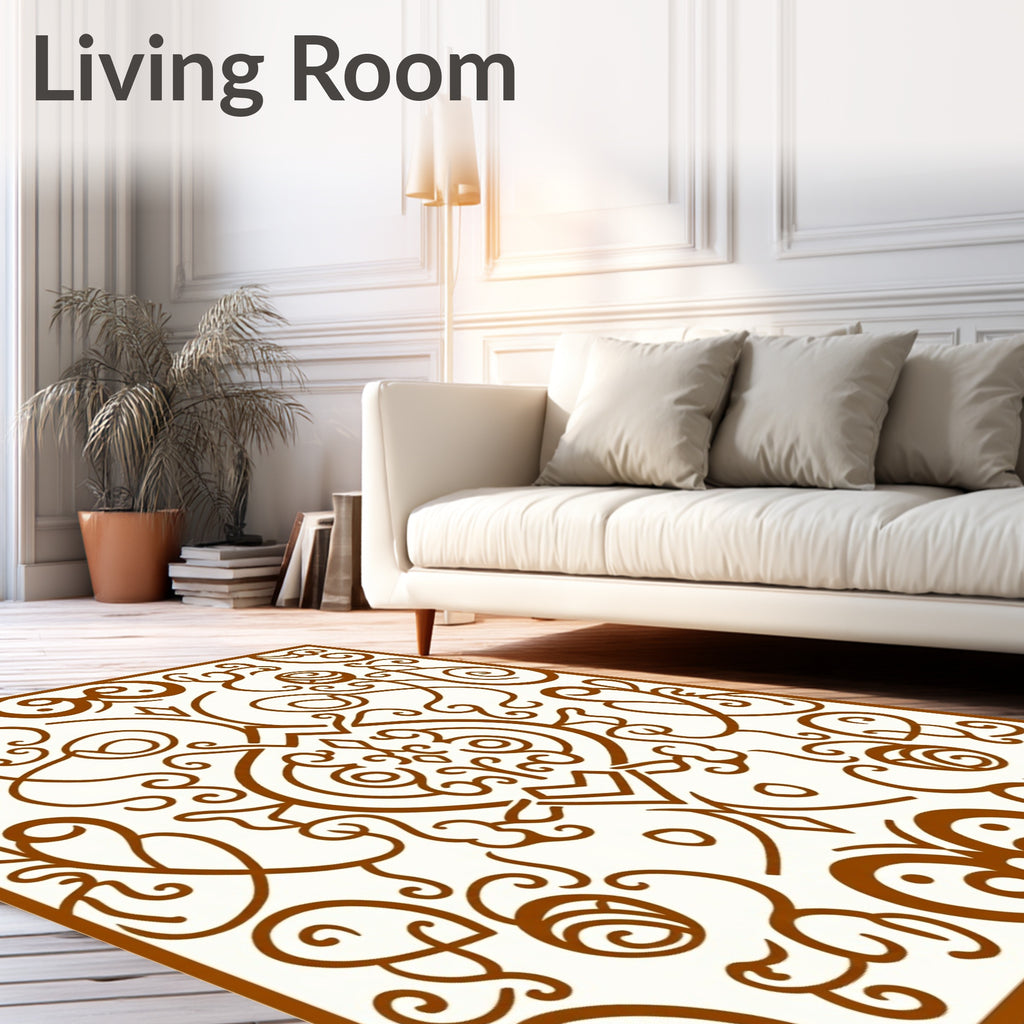 Ornate Floral Scrollwork Pattern Rug