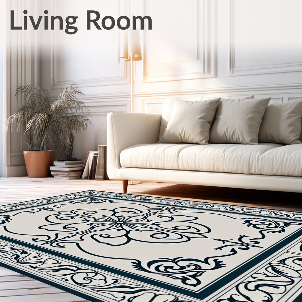 Classic Floral Medallion Border Design Rug
