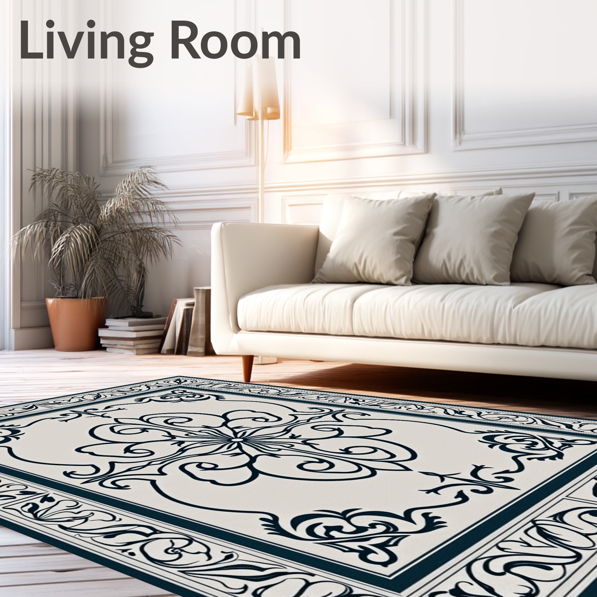 Classic Floral Medallion Border Design Rug