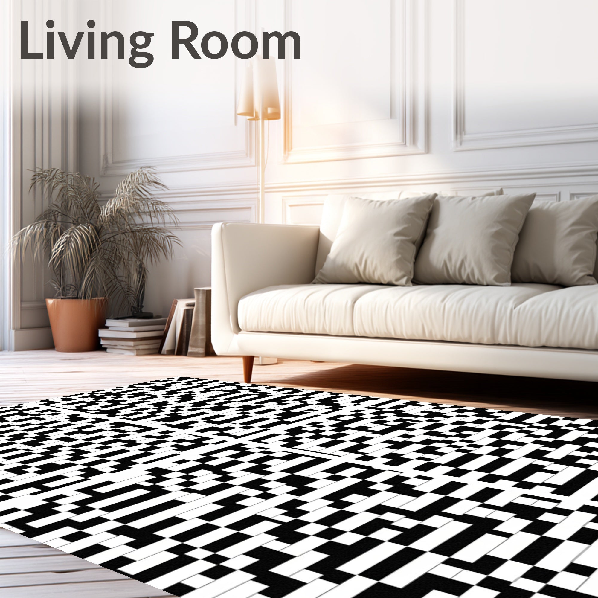 Abstract Rectangular Pattern Contrast Rug