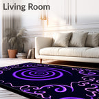 Purple Neon Swirl Bordered Design Rug