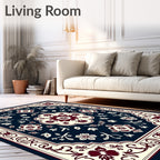 Classic Floral Swirl and Leaf Pattern Rug