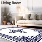 Intricate Blue White Geometric Design Rug