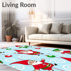 Cute Red Elf Christmas Swirl Background Rug