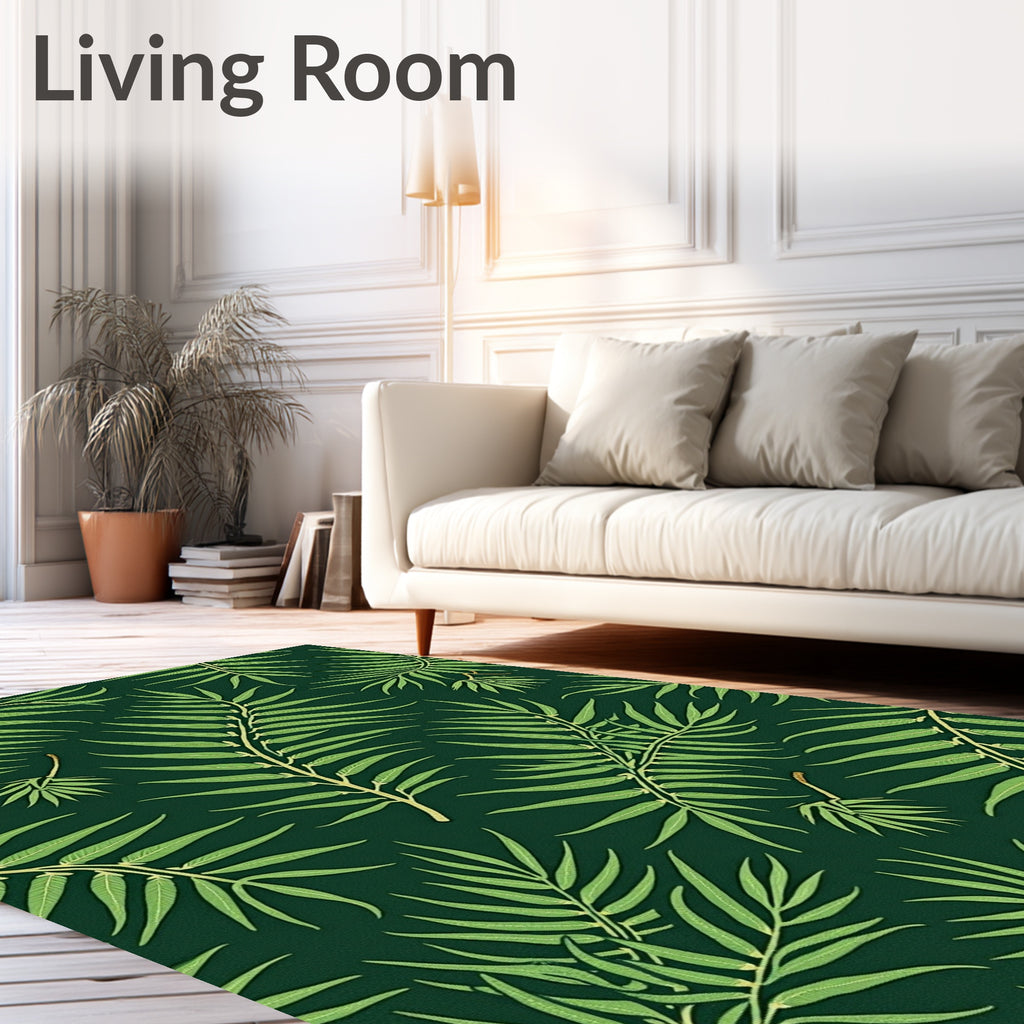 Green Leaf Motif Pattern Rug
