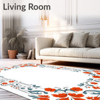 Floral Vines With Orange Accents Rug