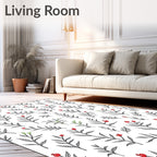 Delicate Red Berry Botanical Sprigs Rug