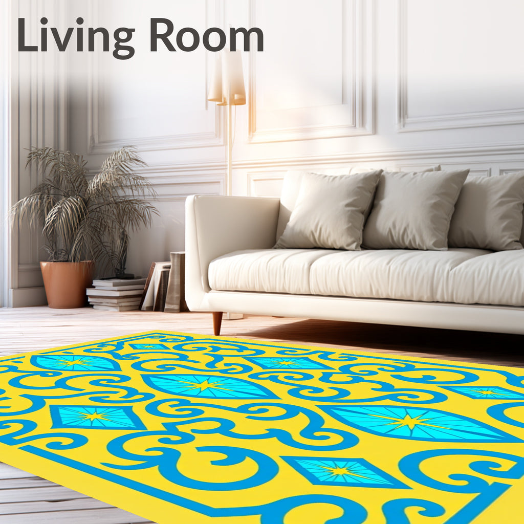 Bright Geometric Floral Pattern Rug