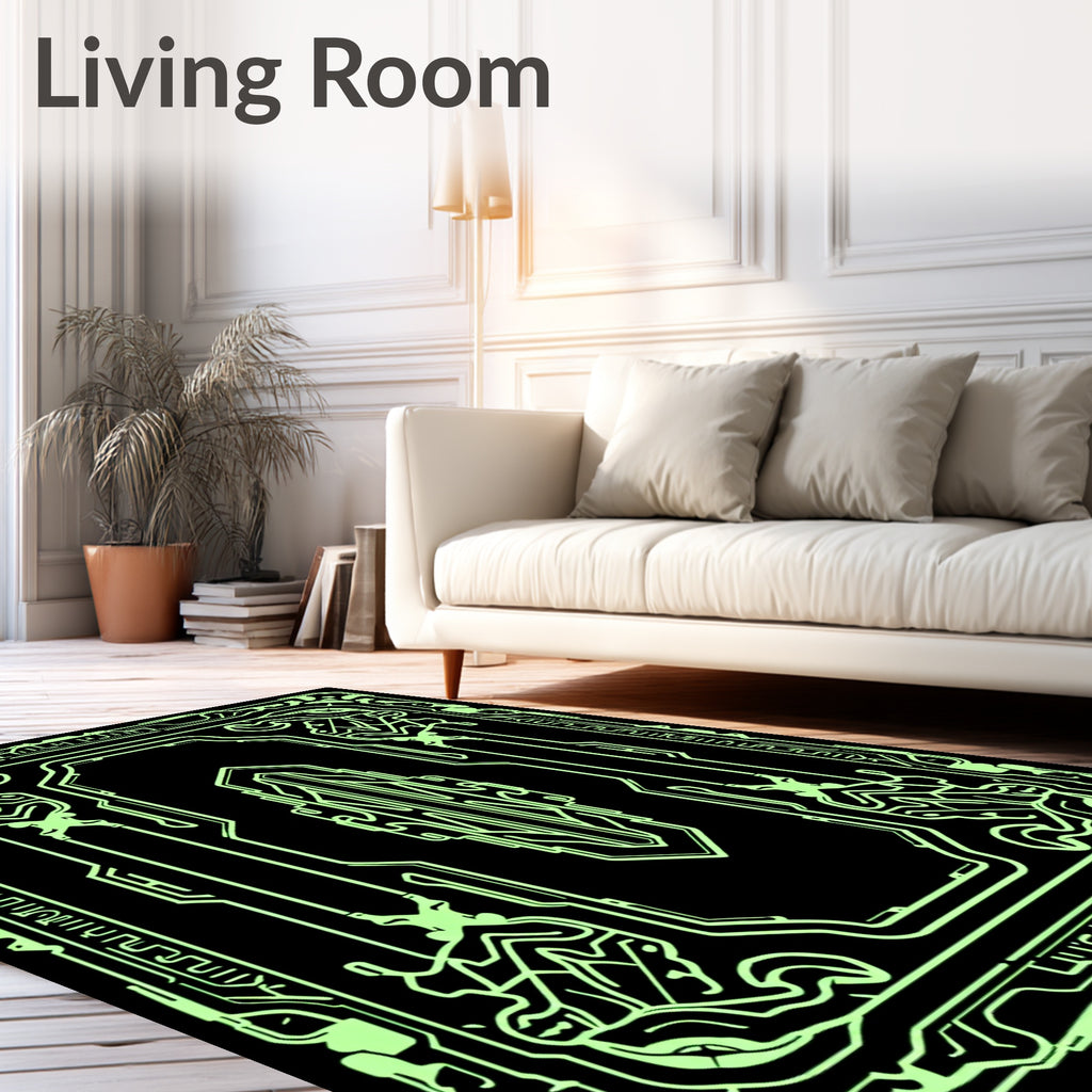 Sci Fi Geometric Abstract Neon Design Rug