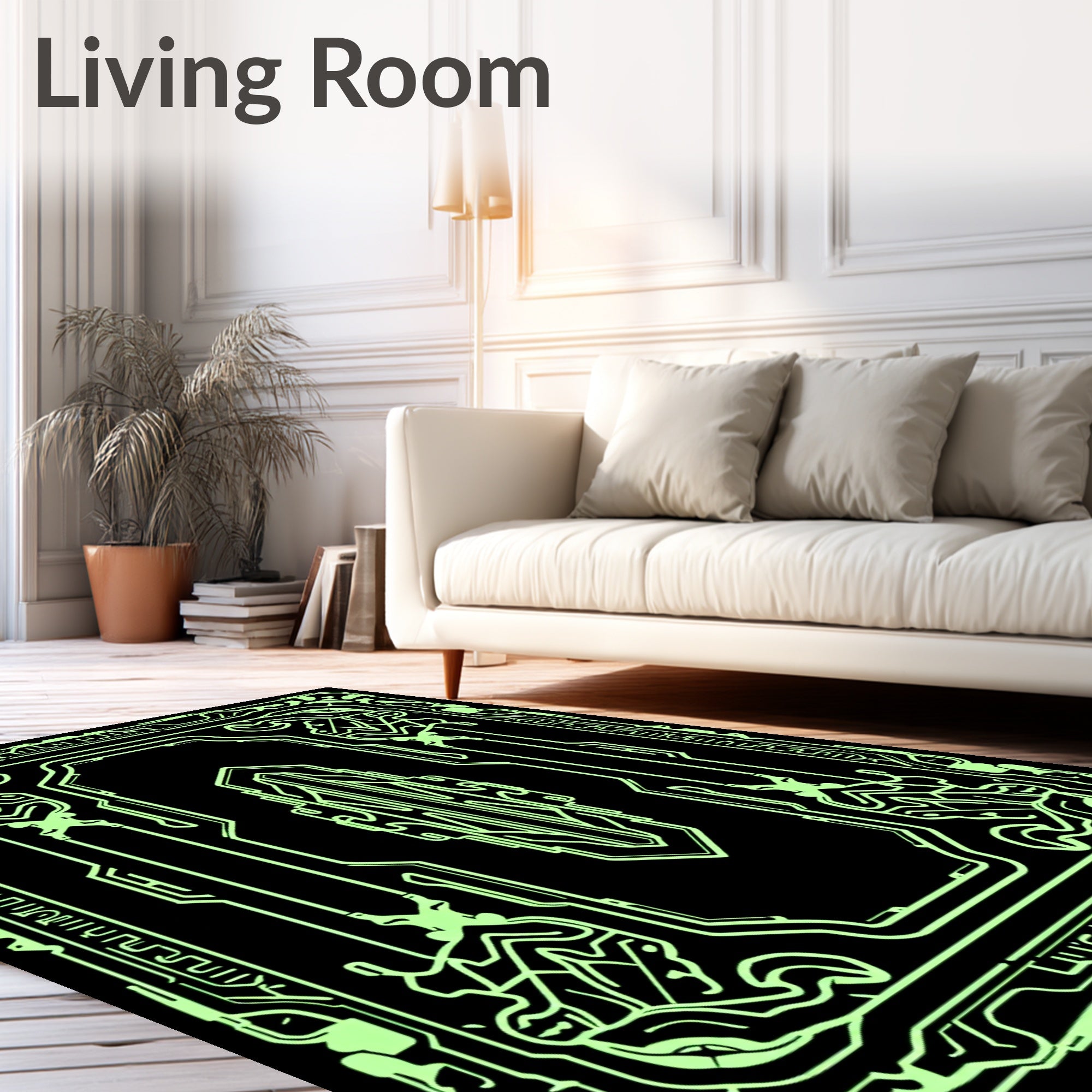 Sci Fi Geometric Abstract Neon Design Rug