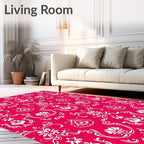 Elaborate Floral Damask Red White Rug