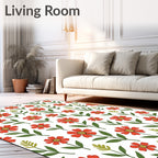 Whimsical Daisy Floral Pattern Rug