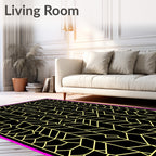 Abstract Geometric Yellow Stripes Rug